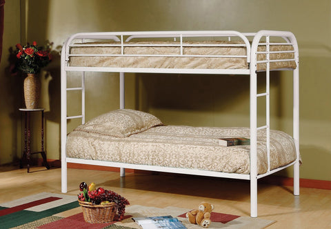 Image of Bunk Bed - Twin Over Twin With Metal - Black | White | Grey