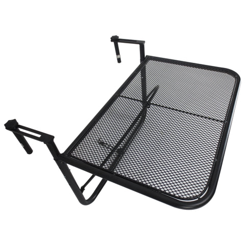 Image of Adjustable Balcony Hanging Rail Table Metal Mounting Mini Wall Desk Outdoor Flower Stand Serving Table Drink Holder Rectangle Black