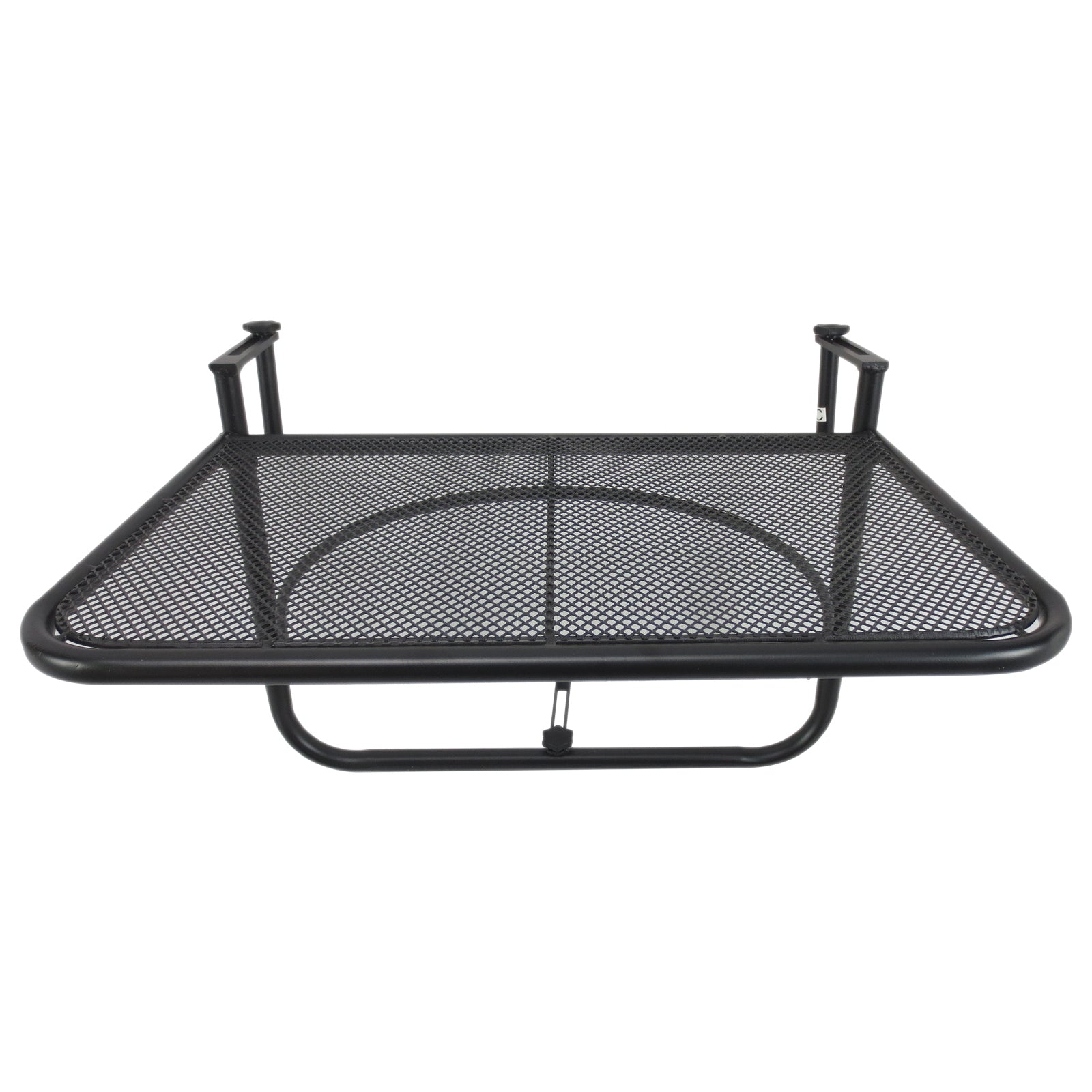 Adjustable Balcony Hanging Rail Table Metal Mounting Mini Wall Desk Outdoor Flower Stand Serving Table Drink Holder Rectangle Black