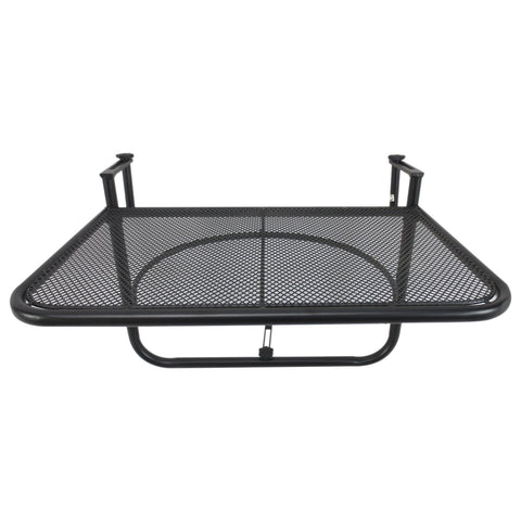 Image of Adjustable Balcony Hanging Rail Table Metal Mounting Mini Wall Desk Outdoor Flower Stand Serving Table Drink Holder Rectangle Black
