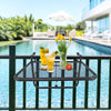 Adjustable Balcony Hanging Rail Table Metal Mounting Mini Wall Desk Outdoor Flower Stand Serving Table Drink Holder Rectangle Black