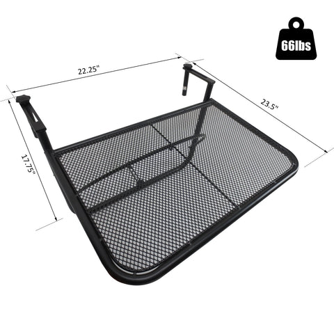 Image of Adjustable Balcony Hanging Rail Table Metal Mounting Mini Wall Desk Outdoor Flower Stand Serving Table Drink Holder Rectangle Black