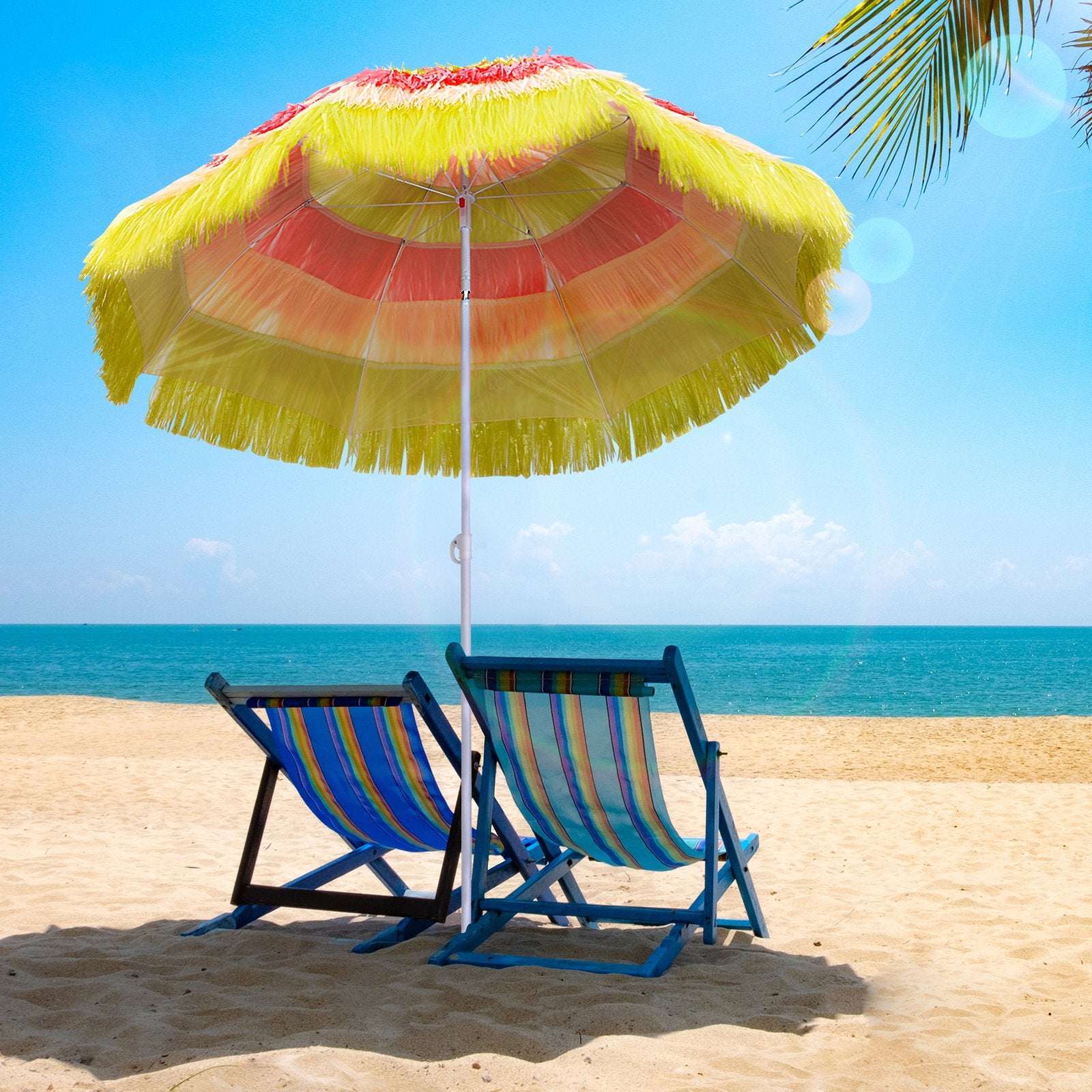 6FT Beach Umbrella Tilt Sunshade Outdoor Market Patio Yard Crank Deck New
