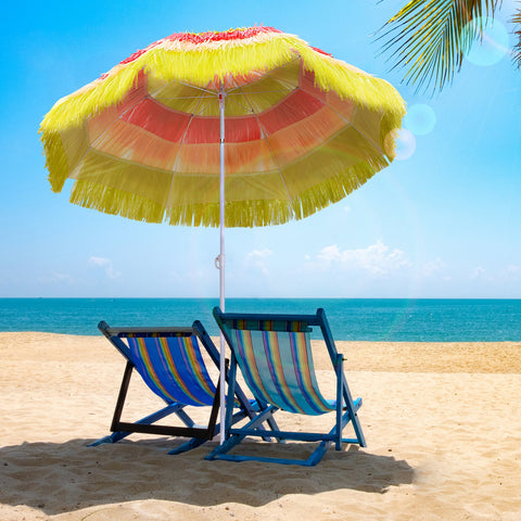 Image of 6FT Beach Umbrella Tilt Sunshade Outdoor Market Patio Yard Crank Deck New