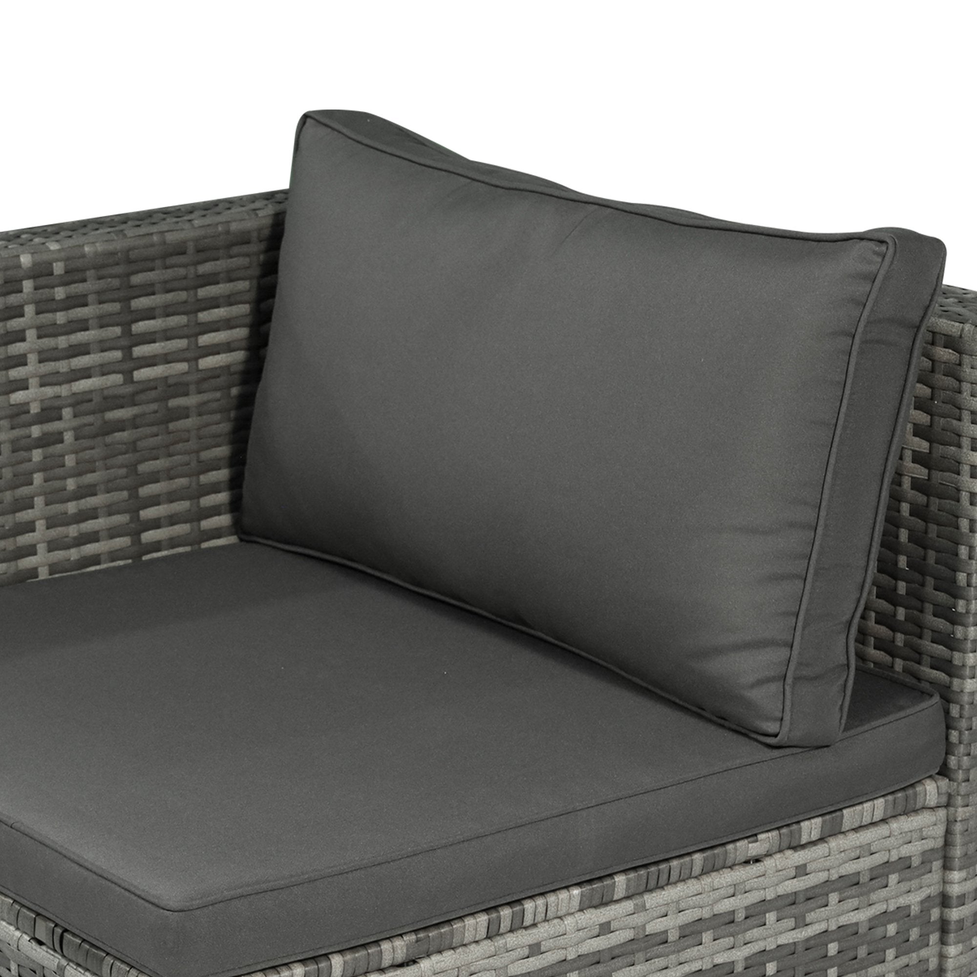 3 Pieces Patio PE Rattan Bistro Set Cushioned Armchair Sofa and Coffee Table Outdoor Furniture
