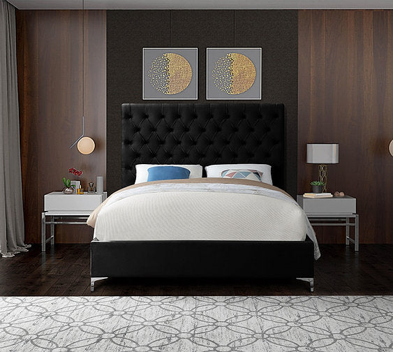 Black Velvet Fabric With Deep Button Tufting - NEW ARRIVAL! November 2021