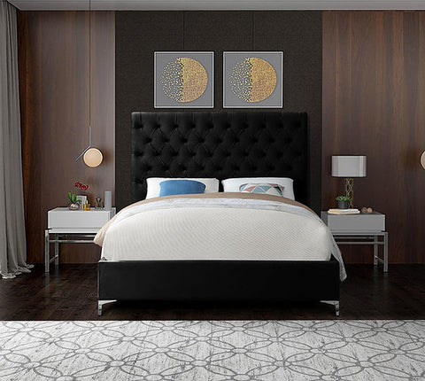 Image of Black Velvet Fabric With Deep Button Tufting - NEW ARRIVAL! November 2021