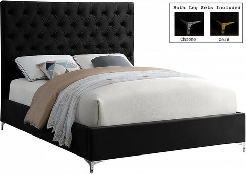Image of Black Velvet Fabric With Deep Button Tufting - NEW ARRIVAL! November 2021
