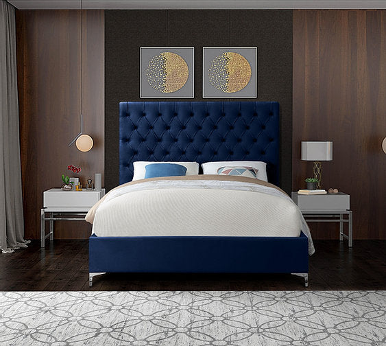 Blue Velvet Fabric With Deep Button Tufting - NEW ARRIVAL! OCT 2021