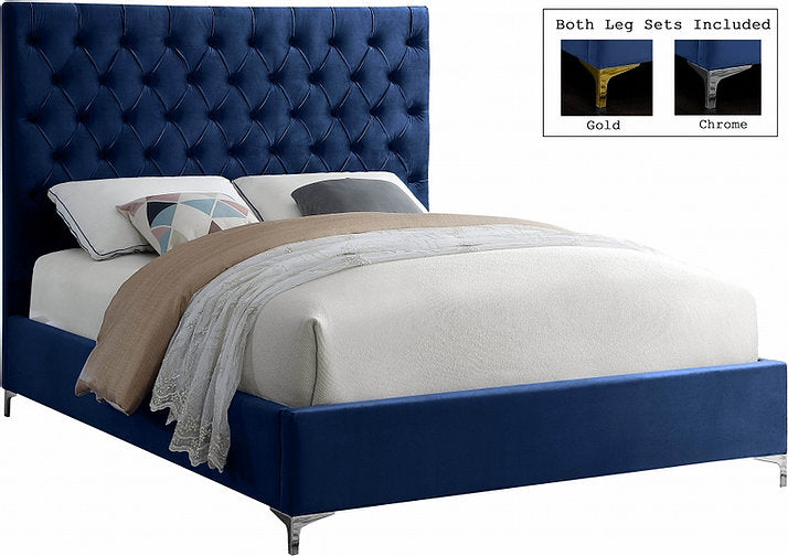 Blue Velvet Fabric With Deep Button Tufting - NEW ARRIVAL! OCT 2021