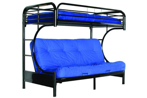Image of Metal Futon Bunk Bed - Twin (Black)