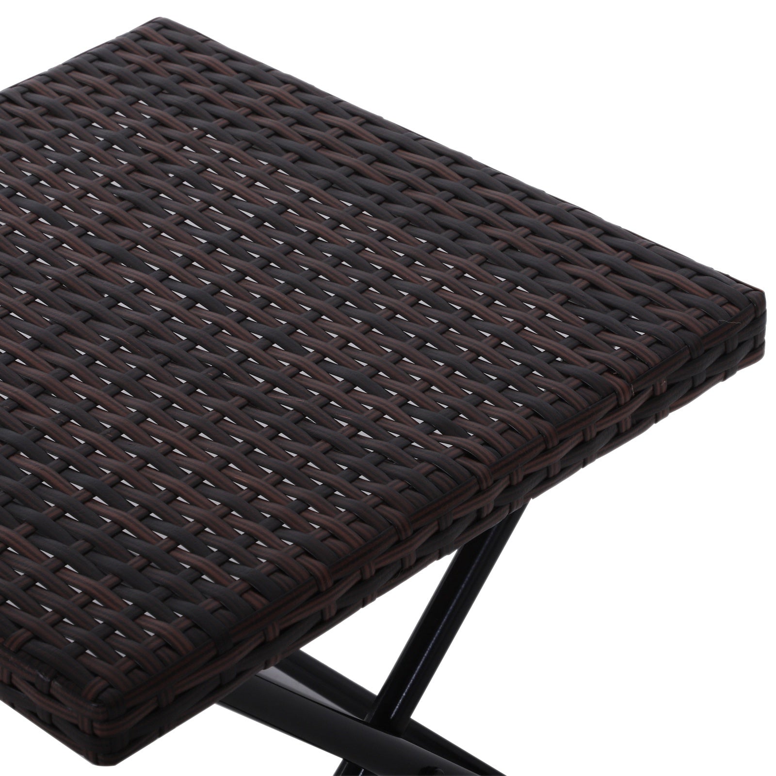 Folding Square Rattan Coffee Table Bistro Garden Steel Outdoor