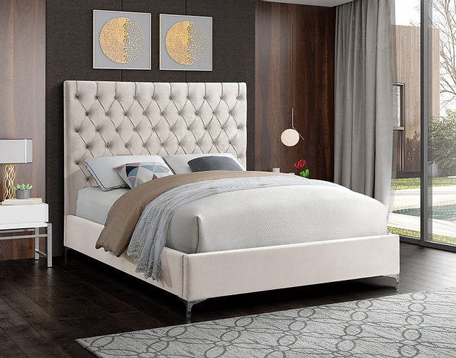 Creme Velvet Fabric With Deep Button Tufting - Arriving in November 2021