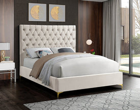 Creme Velvet Fabric With Deep Button Tufting - Arriving in November 2021