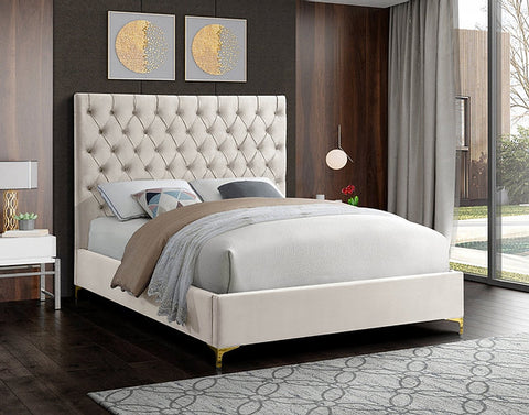 Image of Creme Velvet Fabric With Deep Button Tufting - Arriving in November 2021