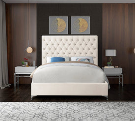 Creme Velvet Fabric With Deep Button Tufting - Arriving in November 2021