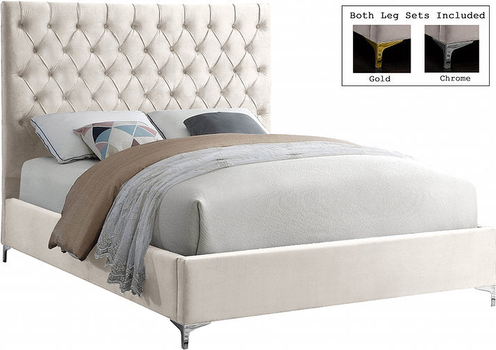 Creme Velvet Fabric With Deep Button Tufting - Arriving in November 2021