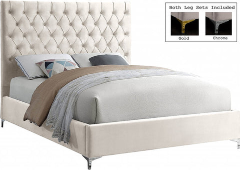 Image of Creme Velvet Fabric With Deep Button Tufting - Arriving in November 2021