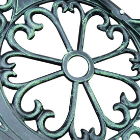 40” Patio Outdoor Flowering Pattern Garden Park Bench Chair Cast Aluminum Outdoor Furniture Antique Green