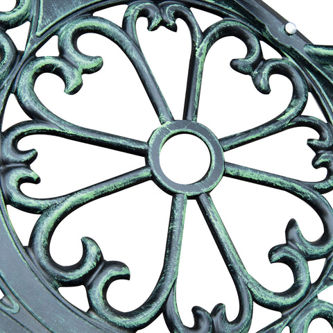 Image of 40” Patio Outdoor Flowering Pattern Garden Park Bench Chair Cast Aluminum Outdoor Furniture Antique Green