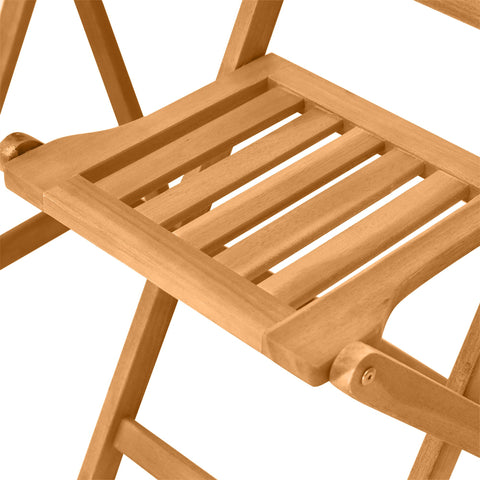 Image of 3 Piece Folding Patio Bistro Set Dining Table Set Table and 2 Chairs Acacia Wood