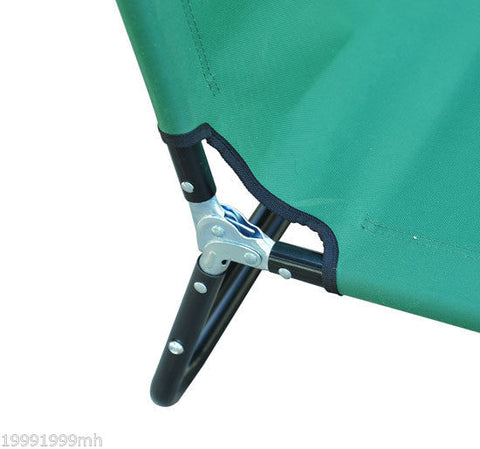 Image of Folding Portable Beach Lounge Chair Reclining Patio Garden Sun Lounger Bed Camping Cot Green