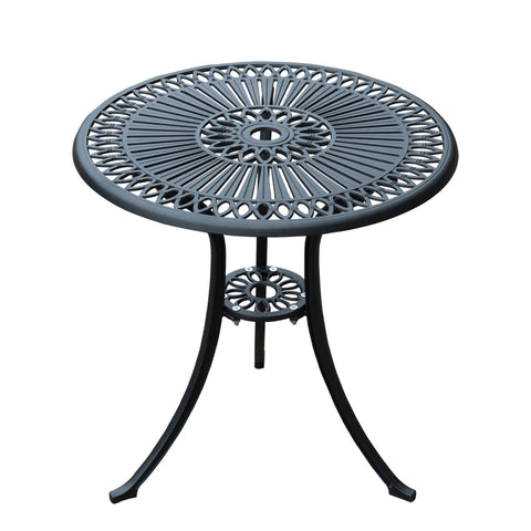 Image of Garden Cast Aluminum Cafe Bistro Set Outdoor Furniture Table & Chairs