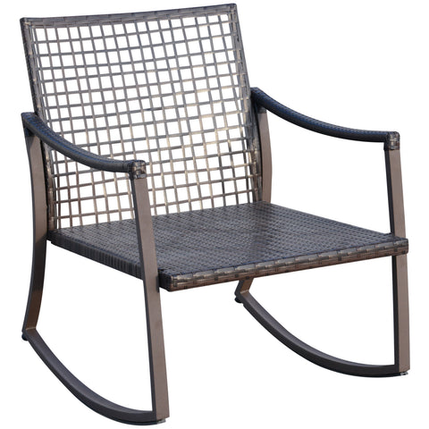 Image of 3pcs Garden Rocking Chair Set Outside Rocker Set Cushioned Seat