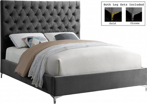 Image of Grey Velvet Fabric With Deep Button Tufting - NEW ARRIVAL in November 2021