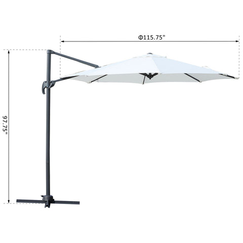 Image of 10ft Hanging Roma Offset Umbrella 360° Rotation w/ Cross Base Cream
