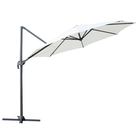 Image of 10ft Hanging Roma Offset Umbrella 360° Rotation w/ Cross Base Cream