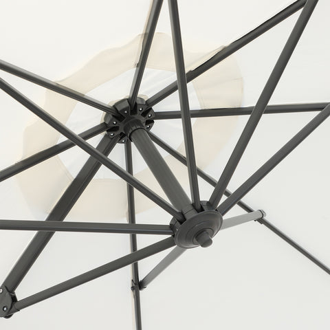 Image of 10ft Hanging Roma Offset Umbrella 360° Rotation w/ Cross Base Cream