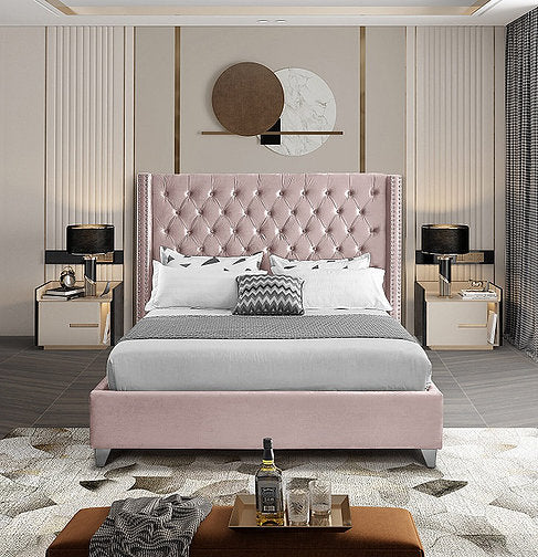 Dusty Pink Velvet Fabric With Nailhead Details **Shipped in the GTA Area Only**