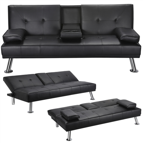Image of KLICK-KLACK SOFA BED BLACK WITH CUP HOLDER- ARRIVING IN AUGUST