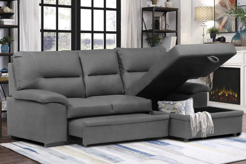 Image of SECTIONAL WITH PULL OUT BED AND STORAGE