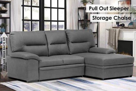 Image of SECTIONAL WITH PULL OUT BED AND STORAGE