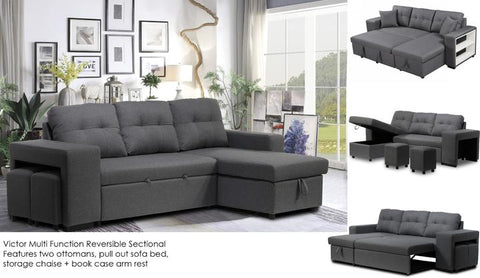 Image of Sectional Sofa with Stools & Sofa Bed