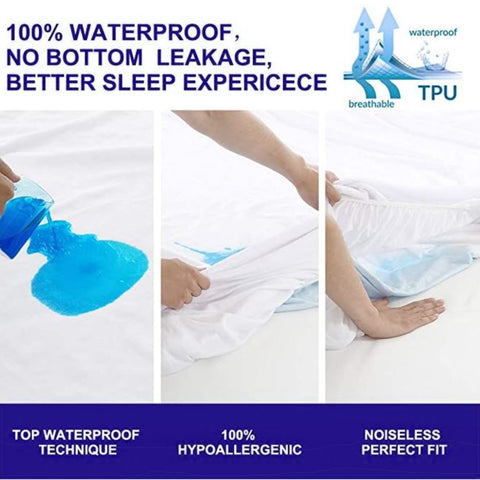 Image of Health Comfort- Waterproof Antimicrobial Tencel Mattress Protector with Breathable Hypoallergenic Protection