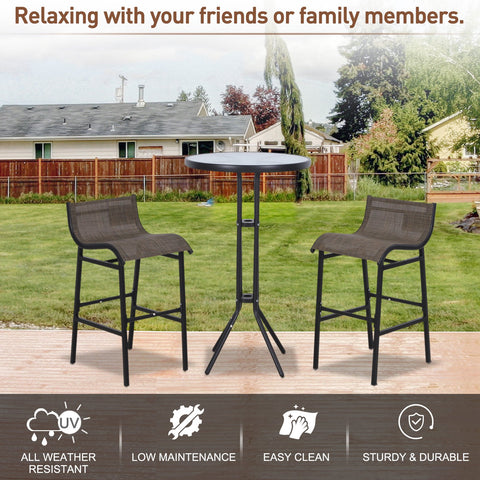 Image of 3pcs Outdoor Patio Pub Set Garden High Bistro Set 1 Table & 2 Bar Stool Dining Chat Set All Weather