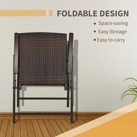 Image of Rattan Wicker Patio Bar Chair Set UV Resistant Garden Furniture Set Outdoor & Indoor w/ Glass & Umbrella Hole Table Brown