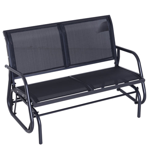 Image of Patio Double Glider Bench Swing Chair Rocker Heavy-Duty Outdoor Garden Black