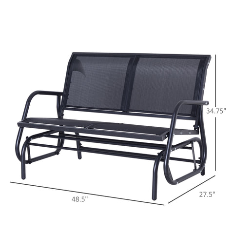 Image of Patio Double Glider Bench Swing Chair Rocker Heavy-Duty Outdoor Garden Black