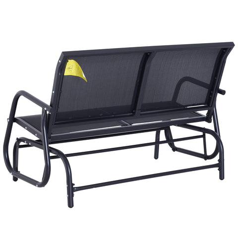 Image of Patio Double Glider Bench Swing Chair Rocker Heavy-Duty Outdoor Garden Black