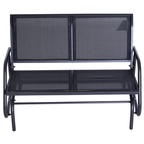 Image of Patio Double Glider Bench Swing Chair Rocker Heavy-Duty Outdoor Garden Black