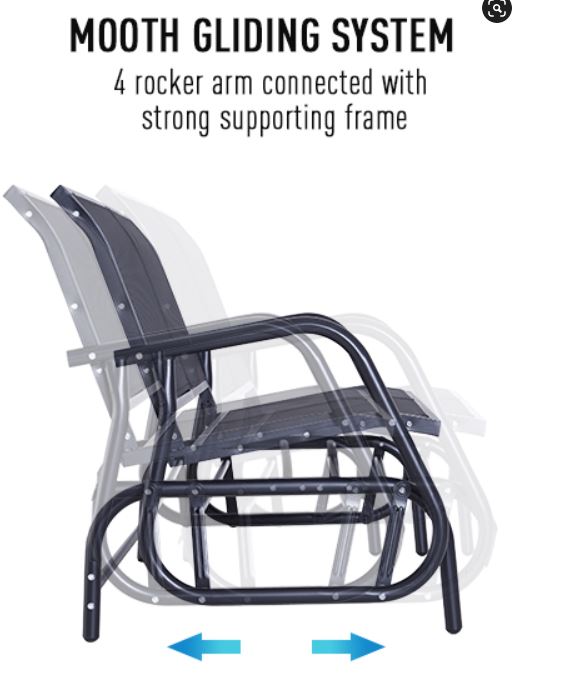 Patio Double Glider Bench Swing Chair Rocker Heavy-Duty Outdoor Garden Black