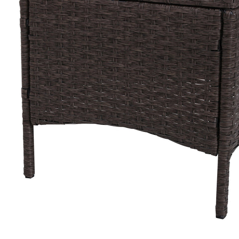Image of 5pcs Patio Rattan Furniture Set Tea Table Footstool w/ Cushion