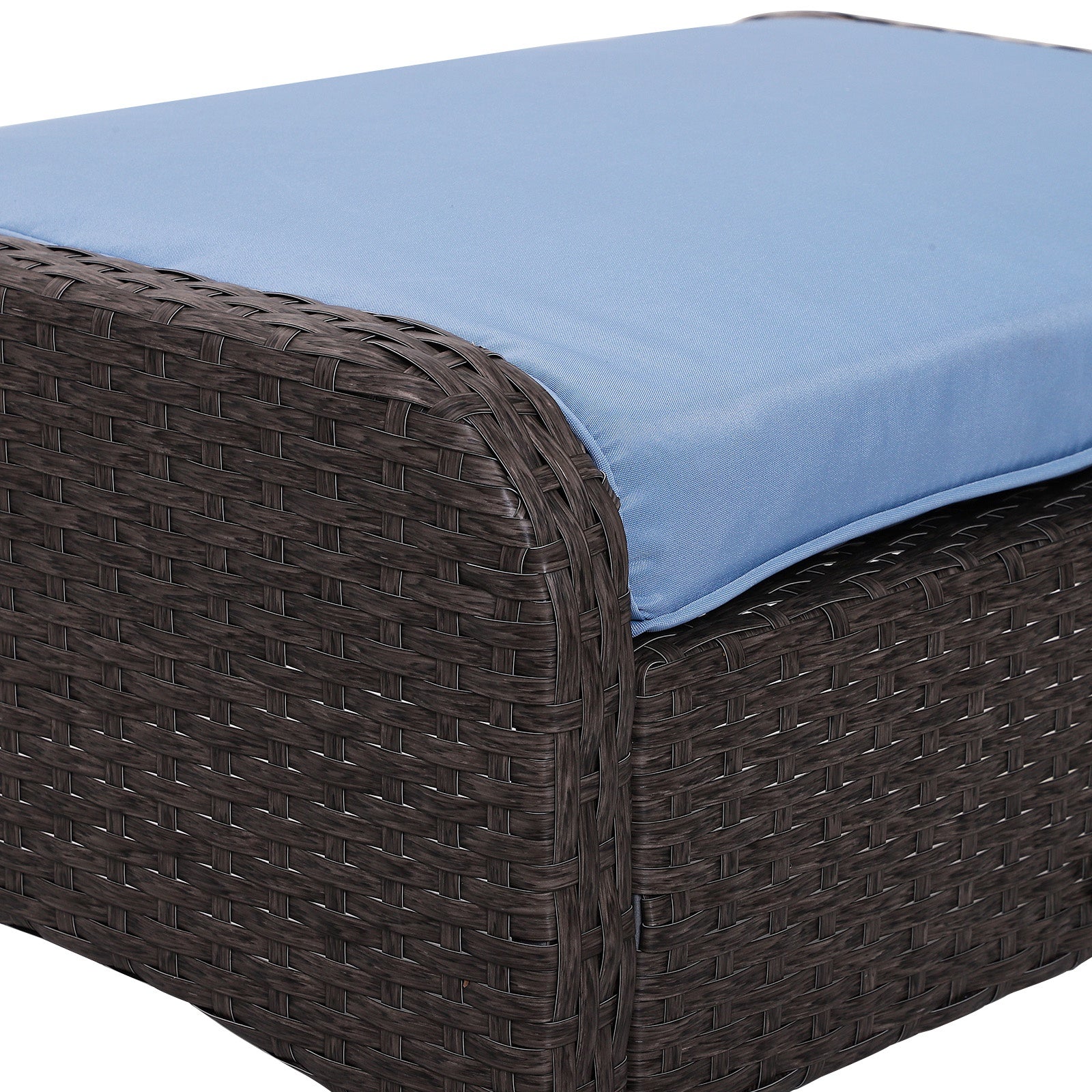 5pcs Patio Rattan Furniture Set Tea Table Footstool w/ Cushion