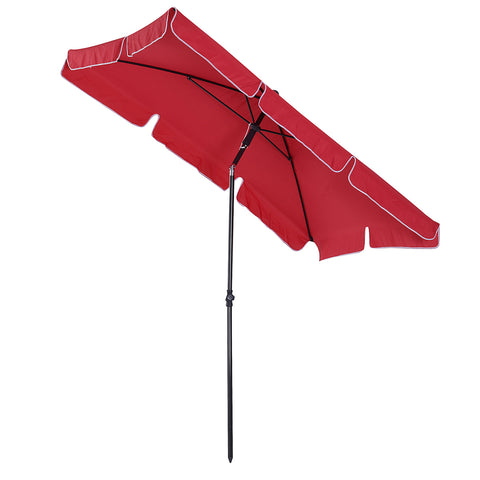 Image of 7x4ft Rectangle Tilt Patio Umbrella Outdoor Sunshade Canopy UV Protection Red