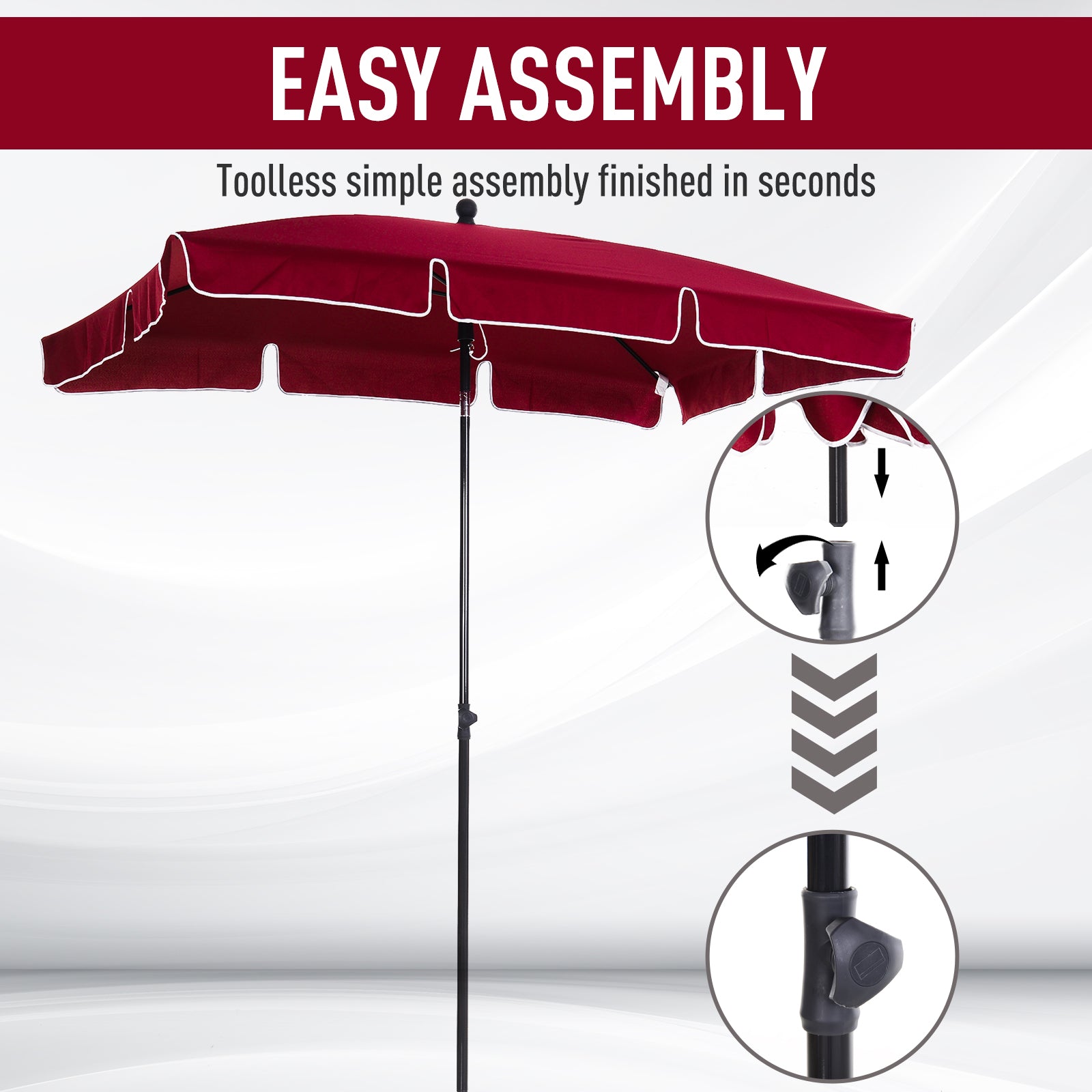 7x4ft Rectangle Tilt Patio Umbrella Outdoor Sunshade Canopy UV Protection Red