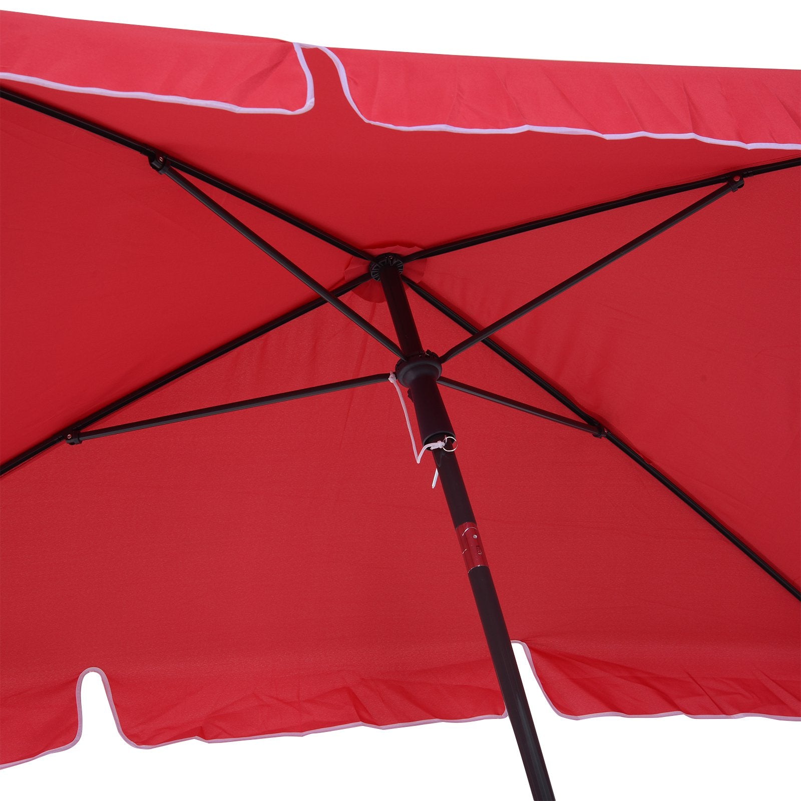 7x4ft Rectangle Tilt Patio Umbrella Outdoor Sunshade Canopy UV Protection Red